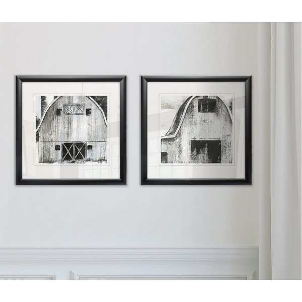 August Grove® Black & White Barn I Framed On Paper 2 Pieces Print